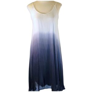 Italian Silk Ombré Tie Dye Layered Tunic Dress Boho Size M